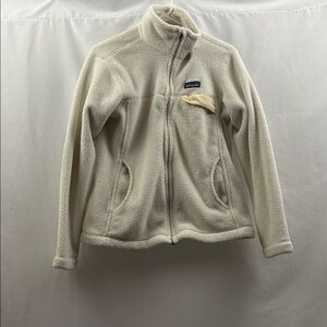 Women’s Medium Patagonia Fleece Jacket Snap-T Retool Full Zip Sweater Cream